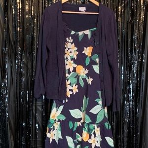 Old Navy Lemon Print Dress & Cardigan